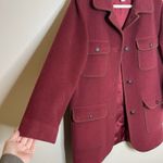 Lands' End Red Wool Field Jacket Chore Coat Western Contrast Stitch 12 Preppy Mid Photo 1
