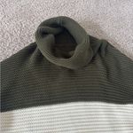 Striped Turtleneck Sweater in Dark Green, White, and Light Purple Oversized White Photo 1