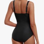Women's One Piece Swimsuits Shirred Tank Swimwear Tummy Control Black Size 8 Photo 2
