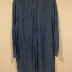 Loft  Size M Long Sleeve Denim Dress Ruffle Trim Mini Western Casual Cowgirl Boho Photo 1