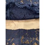 Rene Ruiz illusion Lace Mesh Evening sheath Knee short sleeve Dress Navy Blue 8 Photo 4