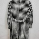 Focus 2000 Womens Trench Coat Size 10 Black White Houndstooth Long Sleeve Button Photo 1