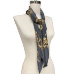Adolfo  Gray & Gold Leopard Baroque Silk Square Scarf Large Shawl Wrap Silk Grey Photo 4