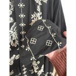 Boho Embroidered Black Flowy Beach Resortwear Kimono Blouse Vacation Medium Photo 3