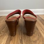 Italian Shoemakers Coral Brown Wedge 4" Heel Sandals Jeweled strap Women Sz 11 M Photo 3