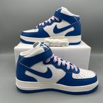 Nike WOMEN AIR FORCE 1 '07 MIDWHITE/MILITARY BLUE-SAIL-DOLL Size 8 Photo 1
