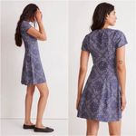 Madewell  Dress Shirred Button-Front Mini Bandana Print Nighttime Blue Sz 00 Photo 2