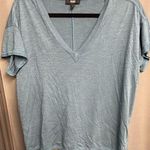 Paige  Shirt Top Womens Small Blue Short Sleeve V-Neck Rayon Classic Preppy B47 Photo 0