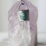 Sterling Silver Quartz crystal turquoise stone pendant with chain Photo 3