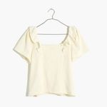 Madewell NEW  Crosshatch Ruffled‎ Top, XXS, white Photo 6