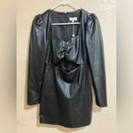 Ronny Kobo Collection black faux leather cutout long sleeve mini dress large NEW Photo 1