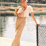 Free People  Marta Yarn Dye Trouser Pants Sz 4 Stripe Wide Leg Cotton Photo 5