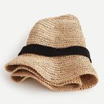 J.Crew 100% Rafia Women's Packable Straw Hat, Size M/L Photo 2