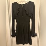 Lulus  Faux Wrap Black Dress With Flutter Sleeve And Tie At Waist Nwt!  Size XS Photo 5