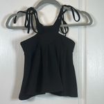 One By One Women's  Black Tie Strap Peplum Blouse Top Shirt Size Med EUC #2389 Photo 1