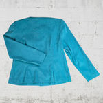 Vintage 80s Teal Faux Suede Leslie Fay Skirt Suit Set Paisley Scarf Size 10P Green Photo 8