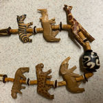 Vintage Hand Carved African Safari Animal Wood Necklace Statement Brown Photo 3