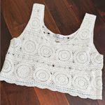 Boutique AZ White V Neckline Cropped White Crochet Women Top One Size Photo 1