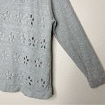 J.Jill Gray Floral Cut Out Lined Crewneck Long Sleeves Sweatshirt Photo 4