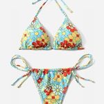 Boutique Light Blue, Multi-Colored, Flowered, Bikini Set Photo 0