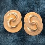 Awesome Vintage Clip On Earrings Gold Tone Funky Retro Design Photo 3