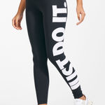 Bike Black Leggings with Bold White Text Photo 0