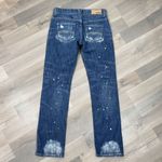 EXPRESS Distressed Bleach Splatter Baggy Straight Leg Boyfriend Jeans Blue 2 Photo 3