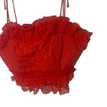 INDIKAH Women's Size Large Red Lace Embroidered Tie Slv Zip Back Tank Top Photo 1
