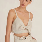 Marissa Webb Paloma tie front crop top in‎ flax Tan Photo 0