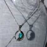 Sterling Silver 925 Necklace Angel Wing Pendant Teal Blue Crystal Rhinestone Photo 6