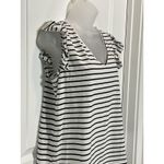 SheIn Striped Ruffle Sleeve Tie V Neck Women's Top Large L Black White Shirt Photo 6