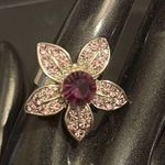 Elegant Rhinestone Floral Ring Purple Size 8 Photo 0