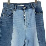 PacSun Jeans Womens 29 High Rise Straight Two Tone Patchwork Frayed Hem Retro Photo 2