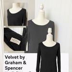 Velvet Tees Velvet by Graham & Spencer Black Metallic Long Sleeve Top Size Large Photo 1