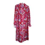 Trina Turk  Midi Shirt Dress Womens Size Small Pink Red Floral Long Sleeve Photo 3
