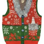 Samuel Adam gaudy tacky ugly tinsel Christmas Sweater Vest holiday beer funny M Red Size M Photo 0