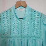 Vanity Fair Vintage 70's Light Turquoise Blue Button Lace Nightgown Pajama Dress Photo 10