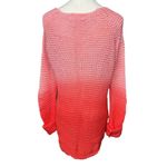 Hollister  Womens Medium Pink Coral Ombre Knit Deep V-Neck Beach Sweater Cover Up Photo 4
