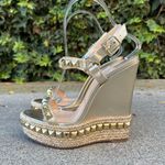 Christian Louboutin  Cataclou 140 nappa silk wedges in Sahara light gold size 36 Photo 4