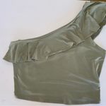EXPRESS New  One-Shoulder Ruffle Top in Olive‎ Green-Women’s Size Large Photo 1