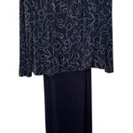 Alex Evenings Size 18 Navy Rhinestone 2 Piece Dress Jacket Set Formal Occasion Photo 0