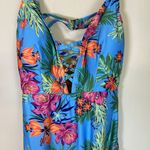 Modcloth ‎ The Jenny Floral Tropical One-Piece Swimsuit - Blue Medium Photo 4