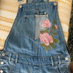 American Rag Cie Denim Overalls Floral Embroidery Photo 1