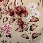 Ophelia Roe  blouse Beige Floral shirt Pink Red Accents cinched puff sleeve xl Photo 3