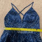 Windsor Womens Royal Blue V-neck Glitter Hi-cut Slit Prom Dress Photo 4