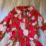 ZARA  Red Floral Ruffle Maxi Dress Size S Photo 3