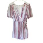 Harper  Heritage faux wrap Striped White Linen blend Romper size small Photo 1