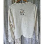 Designers Studio Originals Vintage Christmas Holiday Embroidered Beaded Cardigan White Size L Photo 3