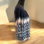 Jolt  M‎ Boho Peasant Aztec 3/4 Sleeve Lace Insert Top Blouse  Navy Blue Pink Photo 3