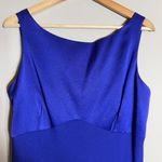 Adrianna Papell Vtg  Sleeveless Sheath Midi Dress Women's 12 Blue Cocktail Slit Photo 5